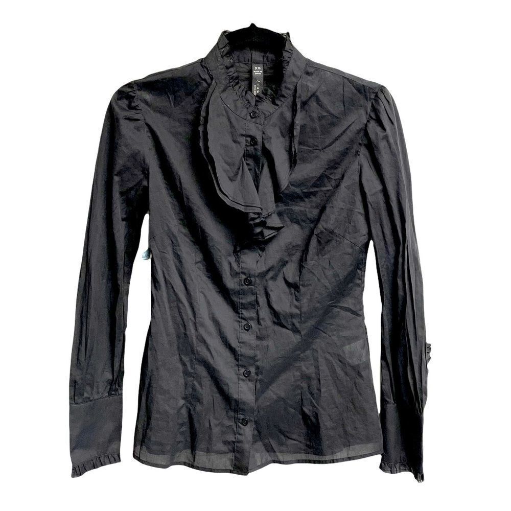 ARITZIA Black Organic Cotton Button Front Blouse XS